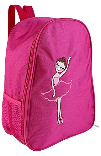 Alomejor M?dchen Balletttasche Zip Top Grab Bag mit angebrachter Geldb?RSE Ballerina Dance bestickter Rucksack Rosenrot