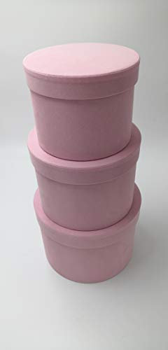 Oasis Velvet Symphony Suede Hat Box Set of 3 Florist Lined (Light Pink)