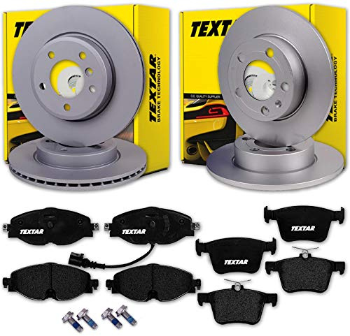 Textar Bremsscheiben + Beläge vorne + hinten | 92120505 + 2568301 + 92224903 + 2500801 passend für Golf 7 + 5T