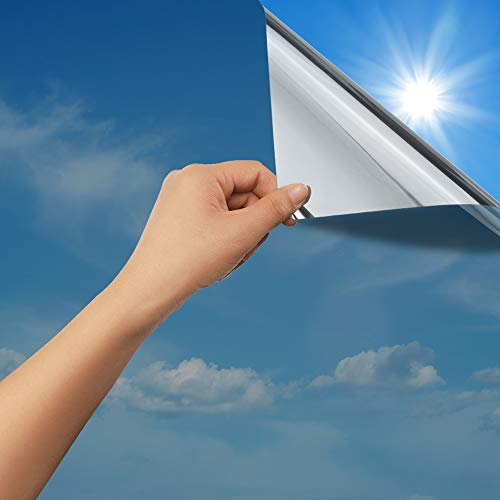 rabbitgoo Vinilos Espejo para Ventanas 90x199.5cm, Vinilo Espejo Unidireccional, Lámina Protector Solar Privacidad, Vinilo Ventana Deorativos Adhesiva Anti 85% Calor y 90% UV para Hogar Oficina