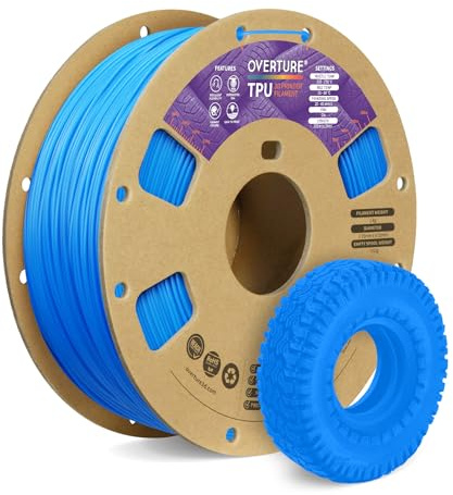 OVERTURE Flexible TPU 95A 3D Printer Filament 1.75mm, 1kg Digital Blue | Soft & High Elasticity & Durability, Excellent Layer Adhesion, Accuracy +/- 0.02mm, Fits Most FDM (Digital Blue)
