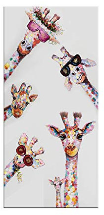 HONGC Impression sur Toile colorée Girafe Famille Animale Affiche Peinture pour Enfant Mur Art Photo Salon décor à la Maison Girafe Affiches Peinture 30x60cm / 11.8 x23.6 sans Cadre