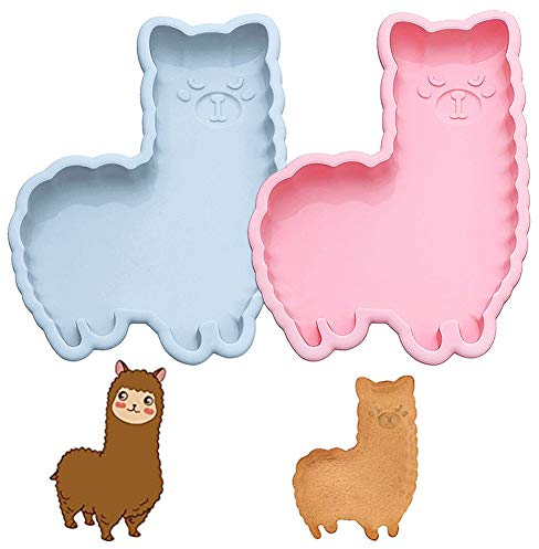 BKJJ Silikon Schokoladenform Set, 2 Stück Alpaka Kuchenform, Osterschokoladenform, Cartoon-Muffin Backform (Blau/Rosa)