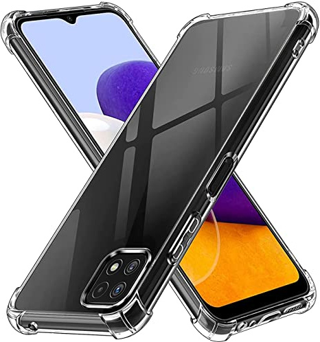 Verco Handyhülle für Samsung A22 5G Case, Anti Shock Schutzhülle für Samsung Galaxy A22 5G Hülle Transparent [Robuste Flexibles Silikon] - Clear