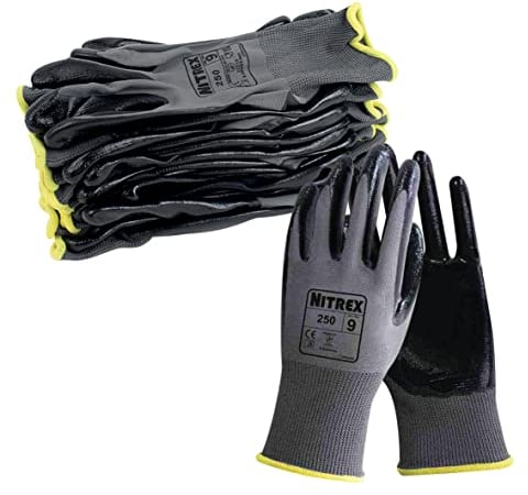NITREX 250 10 Paia di Guanti da Lavoro per Uso Generico – Palmo Rivestito in Nitrile – Resistente all’Abrasione - Guanti Protettivi per Uso Industriale e Meccanico – Taglia 10 (XL)
