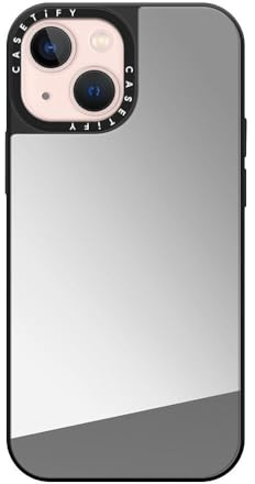 CASETiFY Spiegel iPhone 13 Mini Hülle [Reflektierend/1,5m Fallschutz/Kompatibel mit Magsafe] - Silber auf Schwarz