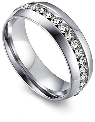 Stfery Ring Edelstahl Kristall Band Ringe Silber Zierlicher Ring zum Valentinstag Jahrestag Ostern, Größe 57 (18.1)