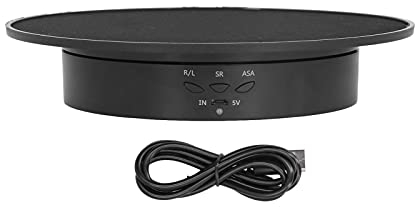 Asixxsix Soporte de Exhibición Giratorio Motorizado, Carga de 20 Cm de Diámetro, 8 Kg, Plato Giratorio Eléctrico, Soporte de Exhibición Ajustable de 3 Velocidades para Productos de Fotografía,(Negro)
