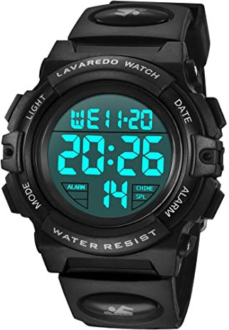aswan watch Digitaluhr Kinder Jungen mit Wecker,Stoppuhr,LED Licht,Datum-Sport Armbanduhr mit Silikonarmband-M