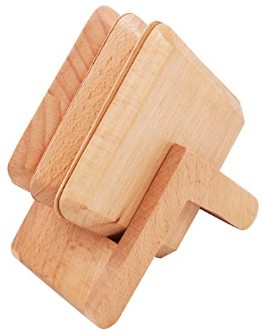 Tiardey Lot de 6 sous-Verres carrés en Bois Massif avec Support Isolant en hêtre,Rectangle,9cm pour Boissons,café,Tasse à thé - Marron Clair