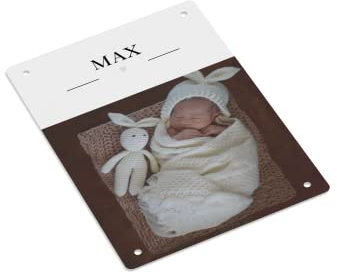 Türschild individuell gestalten | personalisiert | 1 Stück | 420 x 594 mm | Baby | abgerundet + Eckbohrung | Babyzimmer | Geburt | Design Heart