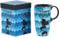 DUSVALLY Ceramic Mug Large Coffee Mug Tall Cups Porcelain Latte Tea Cup with Lid and Gift Box 17oz,Mermaid