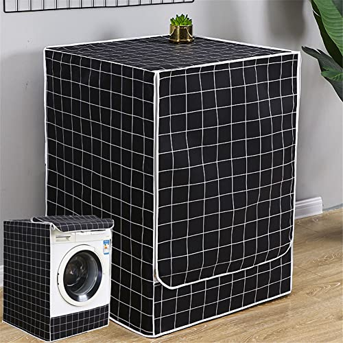 Odot Housse pour Machine à Laver Couverture Lave-Linge Anti-poussière Couverture Tumble Protection Imperméable pour Face Avant de Machine à Laver et Sèche-Linge (M,Noir)