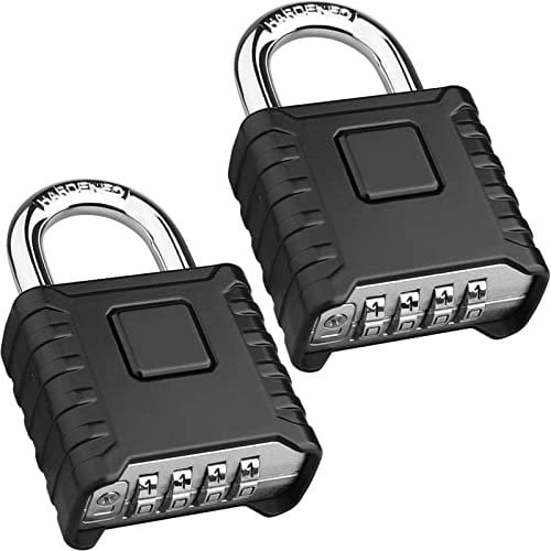Diyife Heavy Duty Combination Padlocks Outdoor, [Weatherproof] [2 Pack] 52mm Large 4 Digit Code Padlock with 8mm Thick 304 Stainless Steel Shackle for Garage, Home, School, Gate, Shed, Fence (Black)