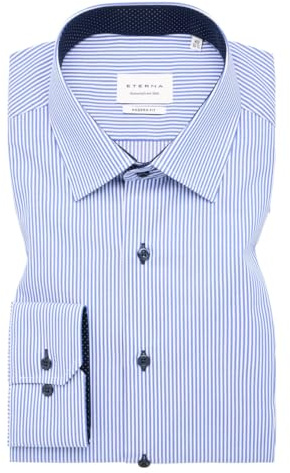 ETERNA Herren Langarm Hemd | MODERN FIT | Gestreift | Bügelfrei, Knitterfrei | 100% Baumwolle