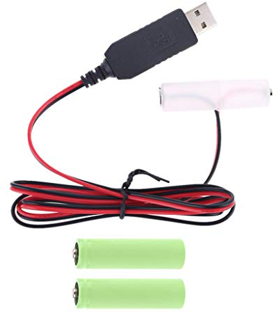LR6 AA Battery Eliminator, USB Power Supply Cable, Replaces 1-4 Pieces, 1.5 V AA Batteries, 100 cm … (3AA)