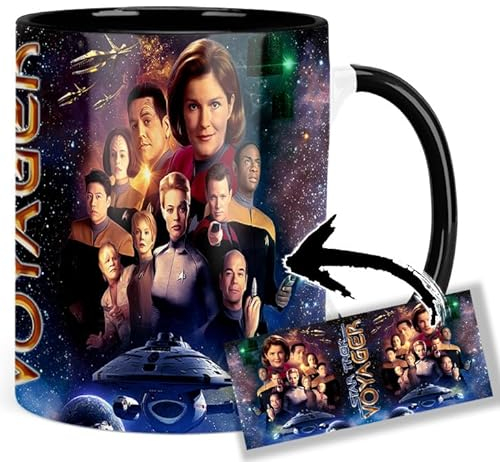 Voyager Kate Mulgrew Robert Beltran Jeri Ryan Tasse Innen & Henkel Schwarz Keramikbecher Mug AAA