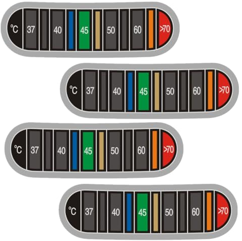 WTUSGA 4 Pcs Temperature Sticker Adhesive Coffee Strip Water Temperature Tester for Metal Coffee Milk Jugs, Stick On Thermometer Strip up to 70℃