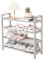 FEUFOAM Schuhregal, rustikal, weiß, Bauernhaus, mehrstöckig, freistehend, Massivholz, Schuhregal, 4 Etagen, stabile Lange Schuhregale für Schrank, Eingang, Flur, Schlafzimmer