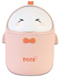 Tisch Mülleimer mit Deckel Mini Mülleimer Netter Cartoon Mülleimer für Arbeitstische, Büros, Zuhause (rosa)