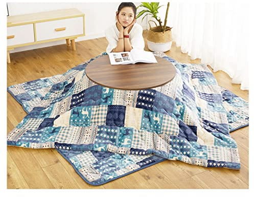 Heiztisch Kotatsu Japanischer Tisch Tatami Futon Couchtisch Massivholz Runde Tische mit Heizung/Decke/Bettdecke (Farbe: Braun, Größe: 80 x 80 x 36 cm) (Braun 80 x 80 x 36 cm)