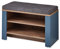 DIJON Schuhbank mit Sitzfläche in Parisian Blue, Haveleiche Cognac Optik - Moderne Sitzbank mit Stauraum für Flur und Garderobe - 81 x 52 x 38 cm (B/H/T)