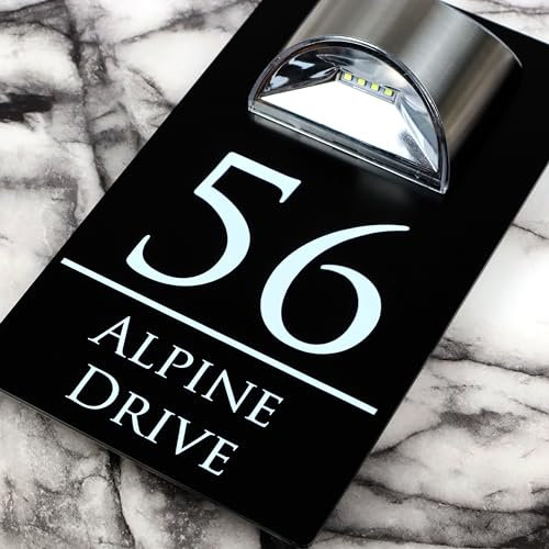 K Smart Sign | Exalted LED F2728 | Solar Light House Signs Door Number Plaques With Light Name Plaques For Wall (Matt Black & Classic Font)