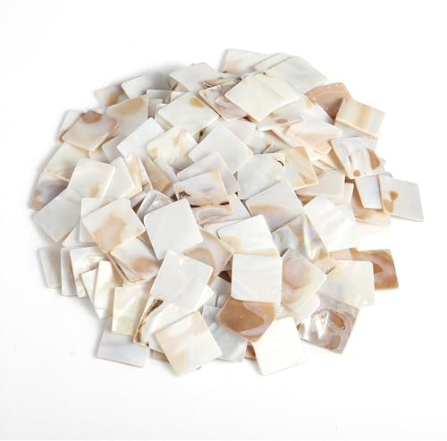 BIMUYI 350Pcs Perlmutt-Mosaik-Fliesen, Muschel-Mosaik-Stücke, quadratische dekorative Mosaik-Zubehör