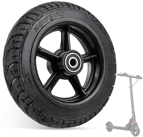 LEKEFETO Elektroroller Vollgummireifen für Elektro Roller Vorderrad, 8 Zoll Vollreifen, 200x50 mm Anti-Rutsch Scooter Solid Reifen, Roller Ersatzradnabe für Scooter, Roller, Lagerinnendurchmesser 10mm