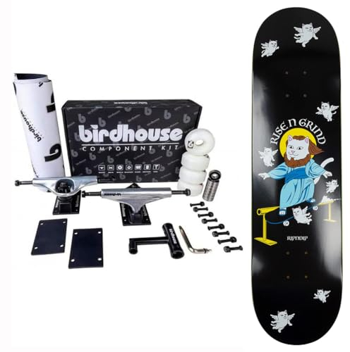 RIPNDIP Komplett-Skateboard Erstellen Sie Ihr eigenes komplettes Skateboard PROFESSIONAL RIPNDIP Professionelles Set Up und Board (Rise n Grind Black, 8.25)