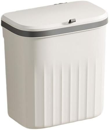 Poubelle de Cuisine Portable, 2 en 1 Poubelle avec Couvercle Coulissant, Bac à Compost Cuisine, Poubelle Suspendu pour Portes d'armoires, Placard Salle de Bain, Blanc 29cm x 26,5cm x 16cm