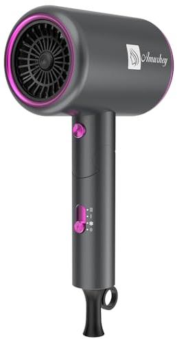 Asciugacapelli ionico 2400W con Borsa da viaggio [Leggero, alta velocità & pieghevole] Set per Acconciature con Concentratore/Diffusore/Pettine per volume, Phon Capelli a Temperatura Costante