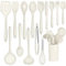 Joyfair Juego de utensilios de cocina, 15 piezas, de silicona, resistente al calor, con soporte para utensilios, antiadherente, apto para lavavajillas, color blanco