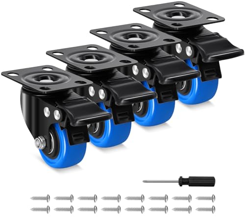 Humagineer 50mm Möbelrollen mit 4 Bremse, Schwerlastrollen Klein Tragfähigkeit 270KG, 360°Drehbar Lenkrollen mit Dual-Bremse, Ruhig & Durable Platte Rollen für Möbel, Wagen, Tisch, Schreibtische