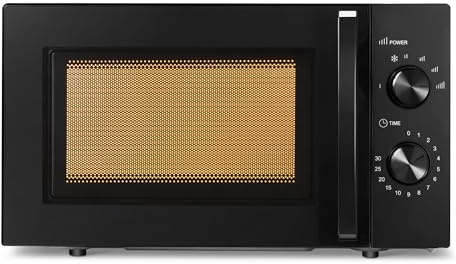 Amazon Basics Solo Microwave Oven with 6 Power Levels and Defrost, 700W, 20L, Black