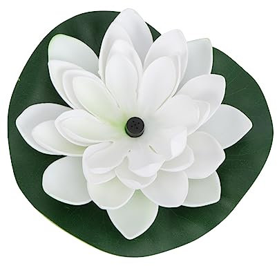 KONTONTY Fontaine De Jardin Solaire Forme De Lotus Décoration De Bassin Et Aquarium Avec Pompe à Eau Flottante Fonctionnement Automatique Sans Batterie Blanc