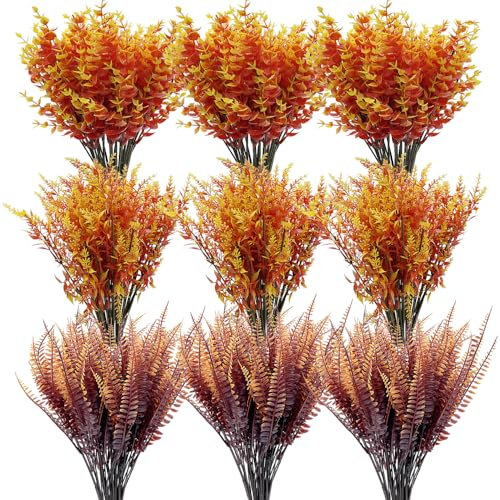 Kingrun 18 Paquetes de Flores Artificiales de otoño Que no se decoloran, Plantas Falsas para Interiores y Exteriores para Navidad, Boda, Fiesta, decoración del hogar y jardín