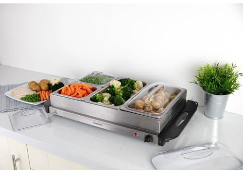 GBS 4 Tray Buffet Server – Large Food Warmer with 4 Removable Trays, Adjustable Temperature & Cool Touch Handles – Perfect for Family Gatherings & Entertaining