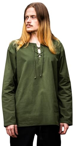 Leonardo Carbone® Mittelalter Hemd Otto - Mittelalter Kleidung, Mittelalter Hemd Herren, LARP-Kleidung, Festival Outfit Herren, Karneval Kostüm, Freizeithemden Langarm - 100% Baumwolle