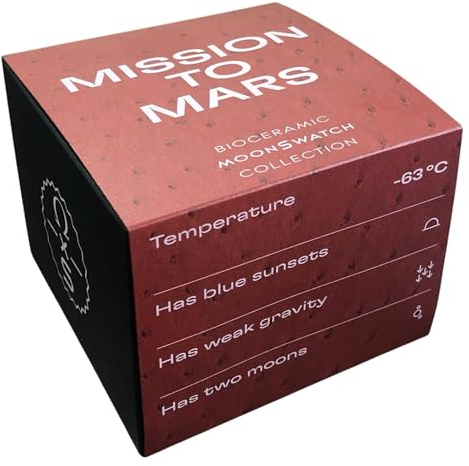 Swatch Armbanduhr Moonswatch Omega x Mission to Mars Straußleder, rot