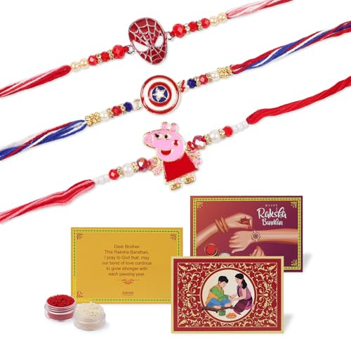 KSJONE 3er-Set Rakhi für das Raksha Bandhan des Bruders. Schickes Rakhi für die Bhaiya, Rakhi für den kleinen Bruder und Jungen. Raksha Bandhan Geschenk für Ihren Bruder