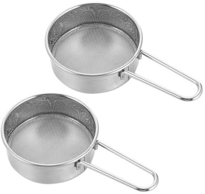 CIYODO Setaccio Portatile Per Farina a Maglie in Acciaio Resistente 2 Pezzi, Colino Per Setacciare Zucchero a Velo e Agente Lievitante, Filtro Da Forno Leggero Manico Per Cucina e Pasticceria