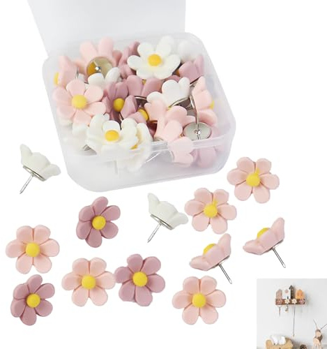 30 Chinchetas Florales, Alfileres Decorativos Tablón Corcho Oficina