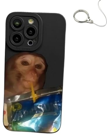 Monkey Phone Case, 2025 New Funny Monkey Drinking Phone Case, All-inclusived Shockproof TPU Protective Cover, Compatible for iPhone 16/15/14/13/12/11 Pro max (for Apple 13,E)