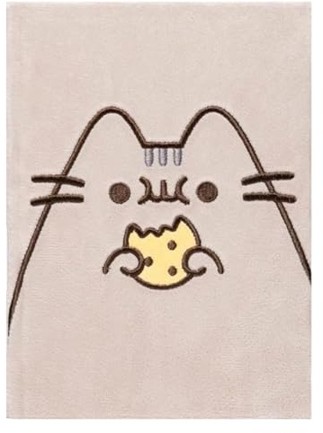 Pusheen Verspieltes Plüsch-Notizbuch, A5, 22,5 x 16,5 x 2,3 cm, Grau/Weiß