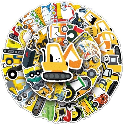 Altaroo Traktor Sticker, 50 Stück Aufkleber Kinder Sticker Fahrzeuge Wasserfeste, Traktor Bagger Aufkleber für Laptop Skateboard Koffer Helm Auto Fahrrad Handy, Geschenk für Kinder Teenager Erwachsene