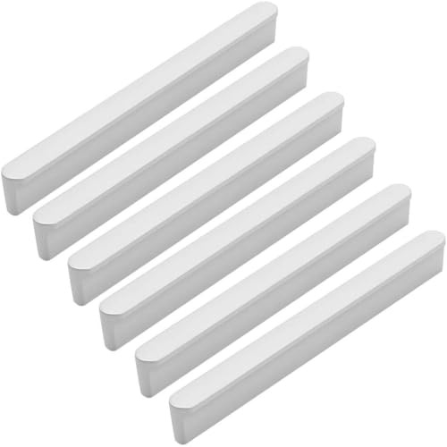 ZESLIV 6 piezas de tiradores para muebles, tiradores de armario de aluminio, distancia entre agujeros de 128 mm, tiradores blancos para cocina, cajones para armario y puerta de armario