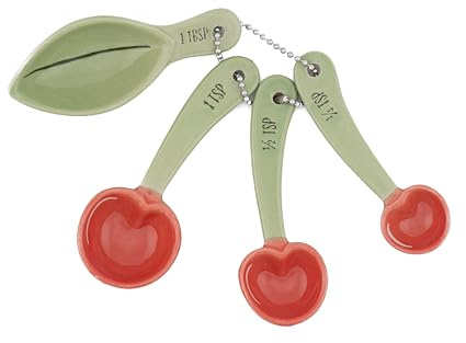 Sass & Belle Cherry Measuring Spoons - Colourful Measuring Cups and Spoons Set for Baking, Cute Kitchen Accessories, Home Decoration Designed by Sass and Belle