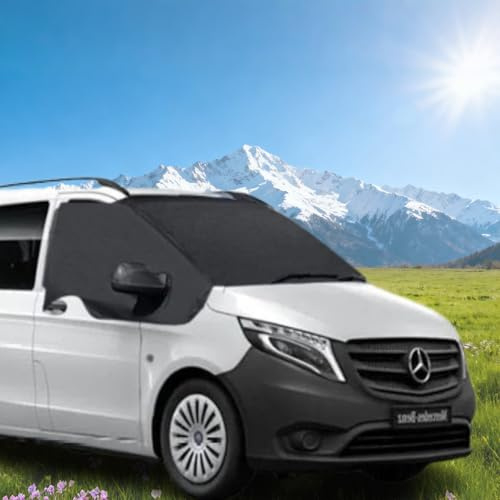 Eysbiy Sonnenschutz Frontscheibe für Mercedes Vito W447 2014-2024 | 600D Oxford Stoff, 100% Verdunkelung, UV-Schutz, Frostschutz & wetterfest. Thermomatte für Winter hält Kälte und Wärme ab