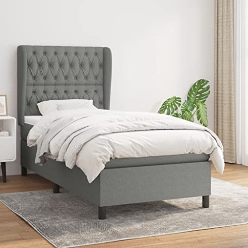 Mimdixy Betten Futonbett,Boxspringbett mit Matratze Dunkelgrau 100x200 cm Stoff